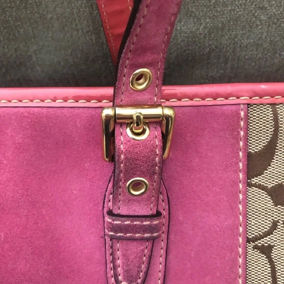 Coach, pink and khaki monogram tote bag - Picture 6 of 9